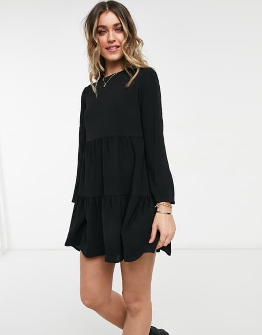 Asos black dress long cheap sleeve