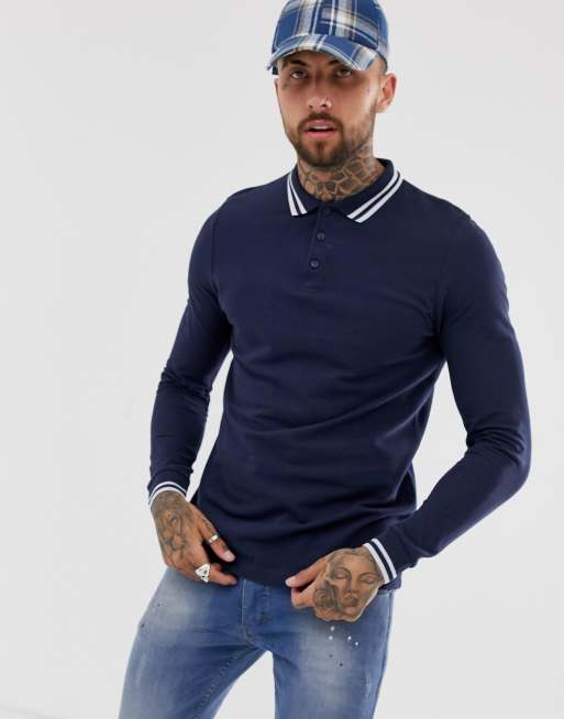 asos men's long sleeve polo shirts