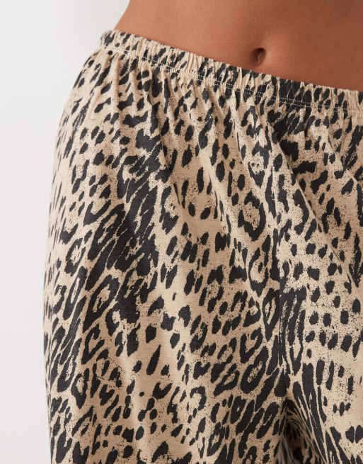 ASOS DESIGN long sleeve top and wide leg pants pyjama set in animal print, 4 of 4