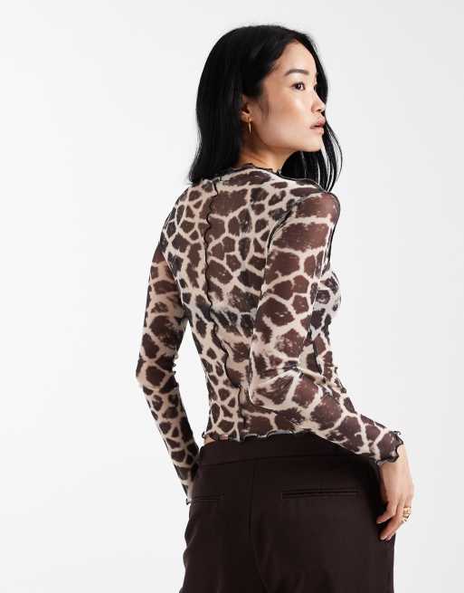 ASOS DESIGN long sleeve top in animal print, 2 of 4