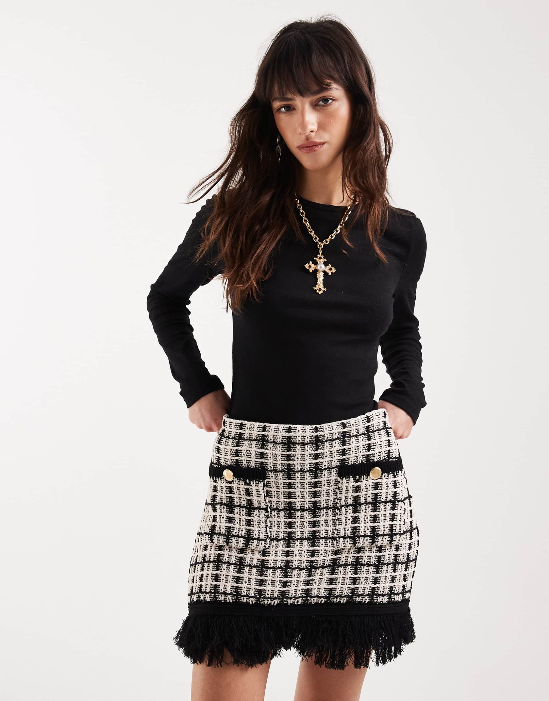 asos design long sleeve top in black