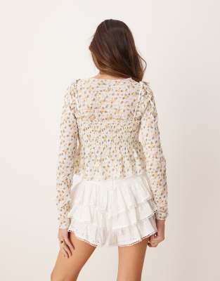 Asos Design Long Sleeve Top With Cami Overlay