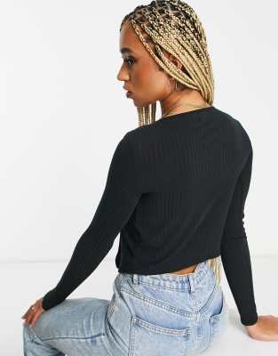 ASOS DESIGN long sleeve top with chain detail in black | ASOS