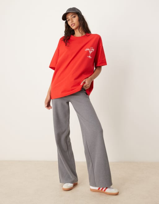 ASOS DESIGN long sleeve top with cocktail graphic in red | ASOS