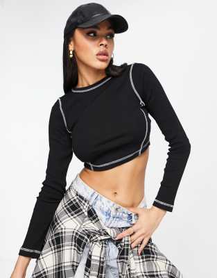 black long sleeve with white stitching