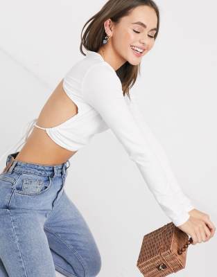 ASOS DESIGN long sleeve top with open 