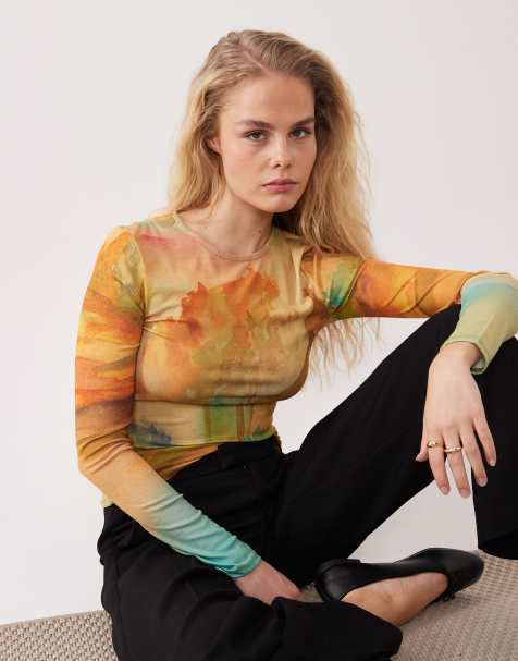 ASOS DESIGN long sleeve top with print - view 1