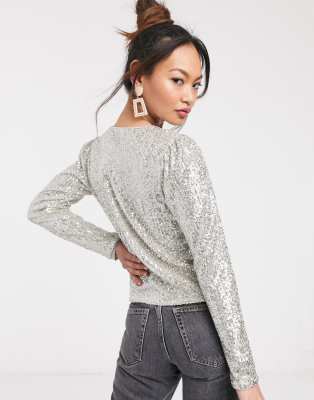long sleeve top with sequin embellishment