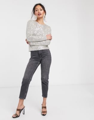asos silver top