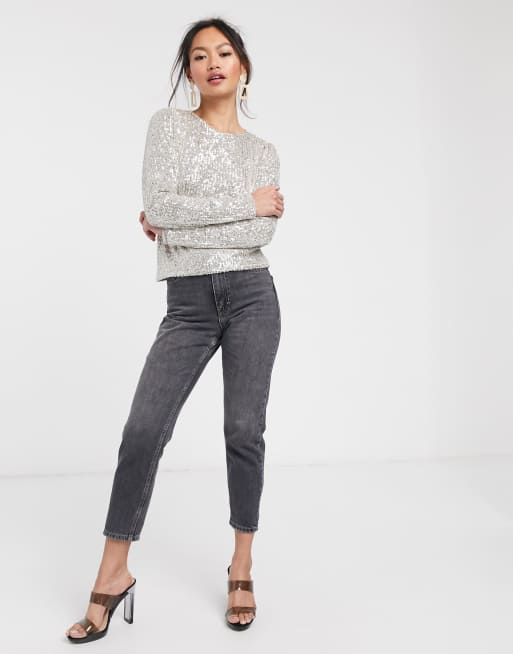 Asos silver hot sale sequin top