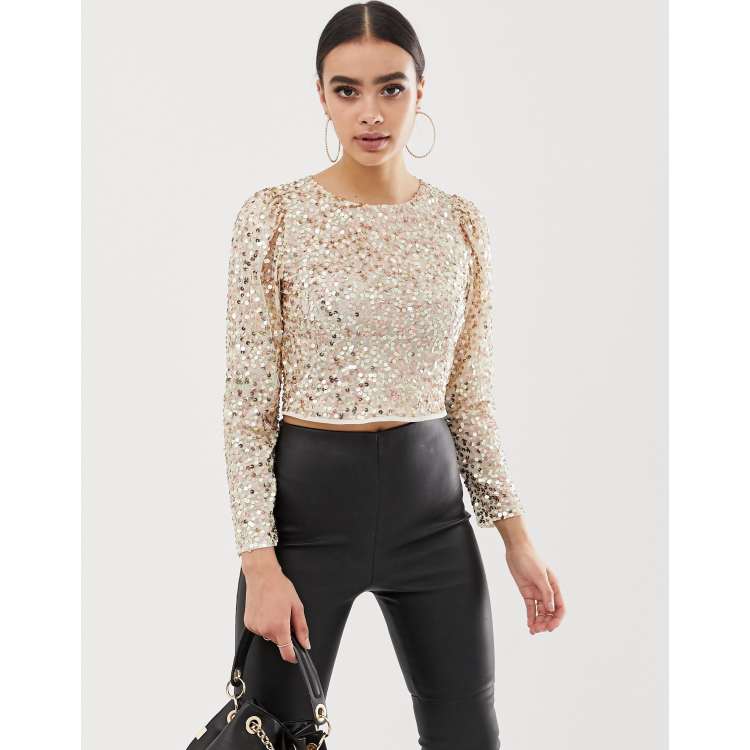 Asos gold cheap sequin top