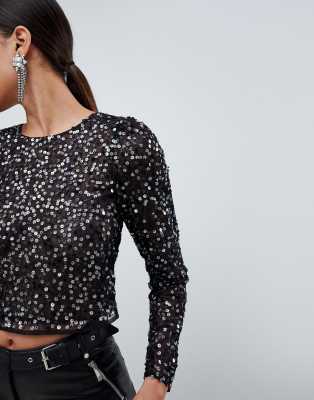 long sleeve top with sequin embellishment