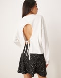[ASOS DESIGN] ASOS DESIGN long sleeve top with tie back in white S WHITE