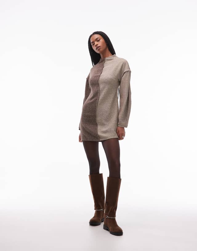 brown tweed dress ASOS Design long sleeve Mini in contrast color-Gray our elegantly designed Emilia dress is tailored from the finest tweed fabric Lady Black Tie - Elegant