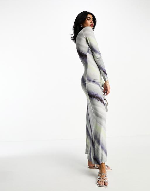 high neck short sleeve maxi dress Hazel Blues