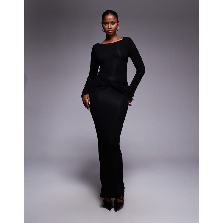 asos design front twist maxi dress with fluted sleeve ASOS DESIGN front twist maxi dress with fluted sleeves