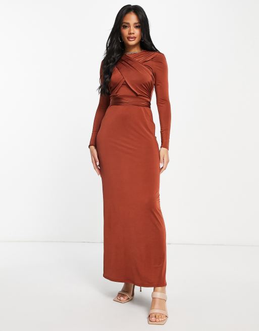 Long sleeve shop rust dress