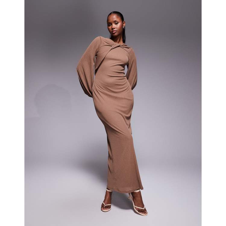 リルアー　drape design dress M-Long brown リルアー drape design dress M-Long brown