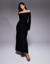 ARRANGE bandeau structured maxi dress with back cut out in black