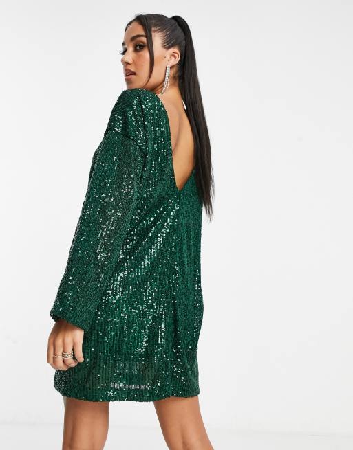 Green sequin 2024 dress asos