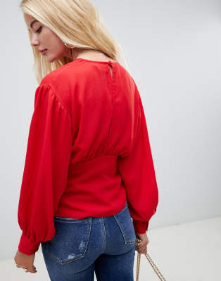 asos red blouse