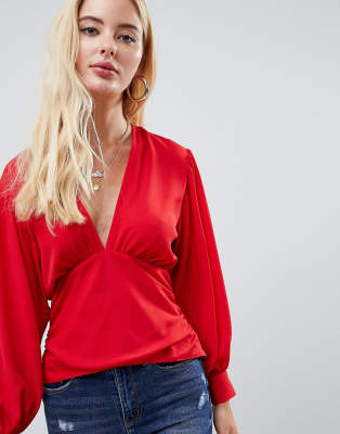 asos red blouse