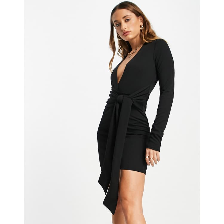 Long sleeve low 2025 v neck dress