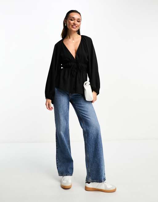 v neck kimono sleeve top