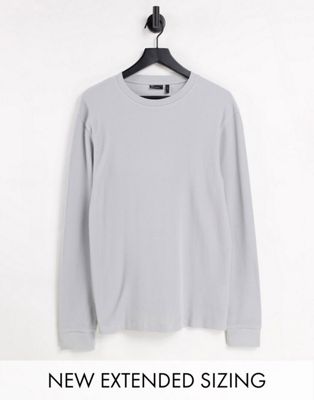 ASOS DESIGN long sleeve waffle t-shirt in grey