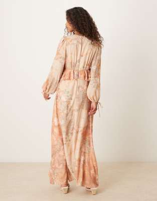 knee length dresses for ladies Farida Peach Lace Maxi Dress - US 18 main image 0