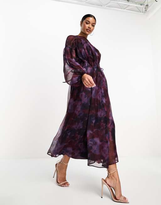 Asos purple 2024 floral dress