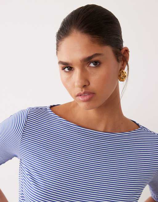 ASOS DESIGN long sleeve with tie detail top in stripe - part of a set, 3 of 4