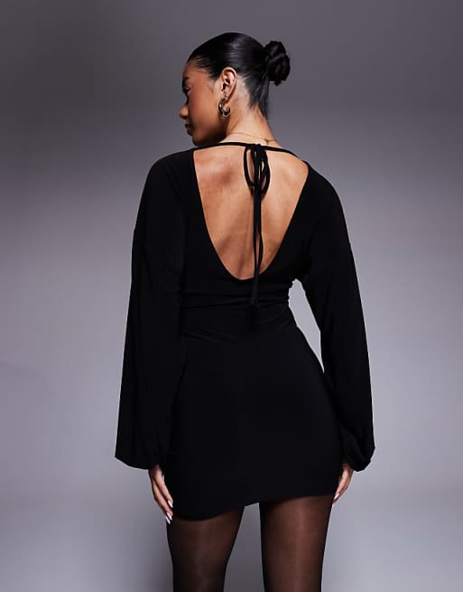 long sleeve black dress backless Bow Mini | Womens | X-Small (Available in M, L) | 100% Polyester | Lulus | Homecoming %0D%0A%0D%0A%26nbsp%3B%0D%0A%0D%0A%26nbsp%3B%0D%0A*%26nbsp%3BOrder%20one%20size%20up%20for%20a%20relaxed%20fit Sexy Black Backless Dress -