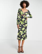 ASOS DESIGN plisse bardot long sleeve midi dress with belt in