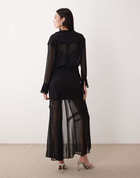 dairy free caesar dressing Rent ASOS DESIGN Long Sleeve Midi Dress With Cup Detail In Chocolate main image 1