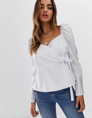 asos white wrap top