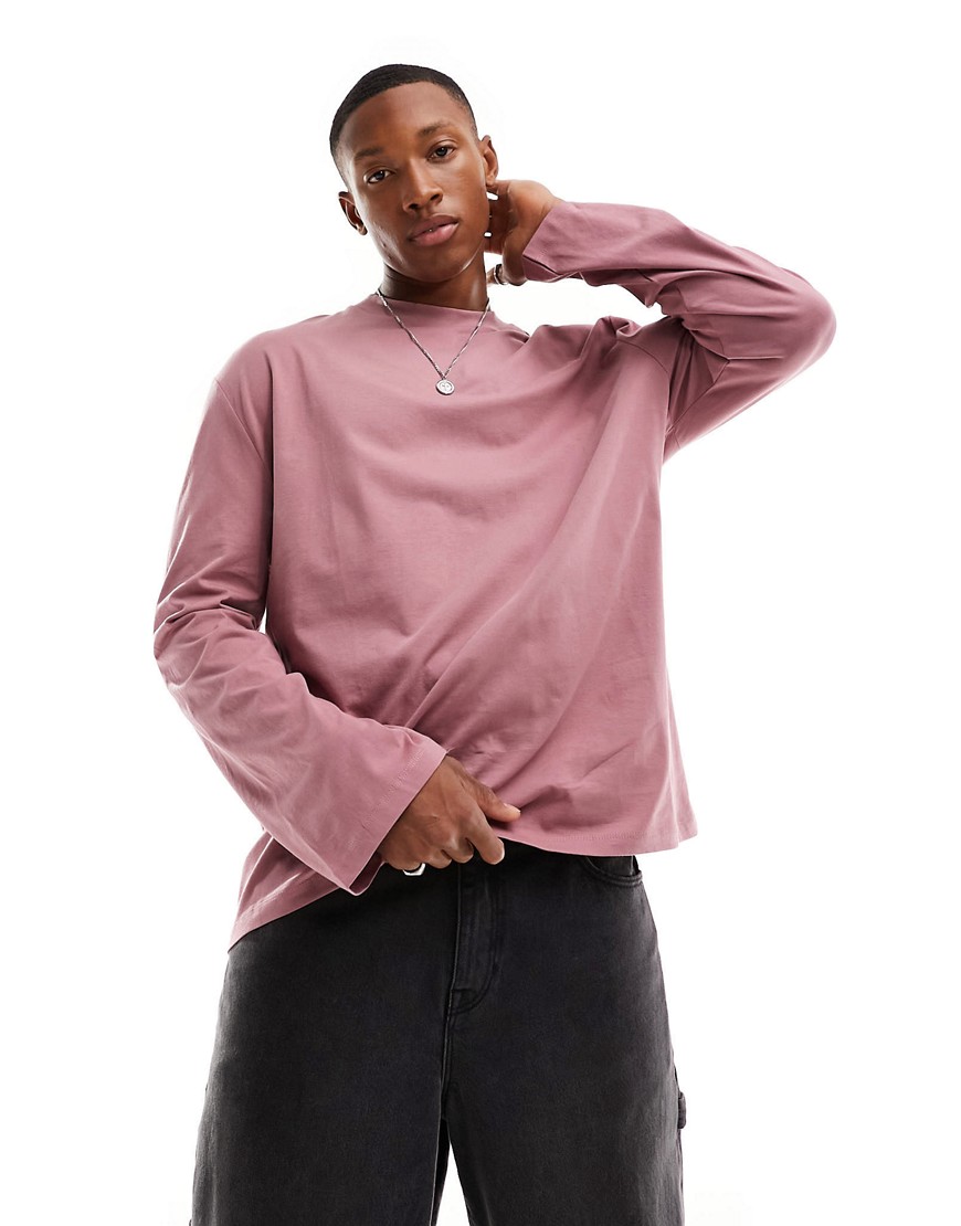 ASOS DESIGN long sleeved crew neck t-shirt in pink