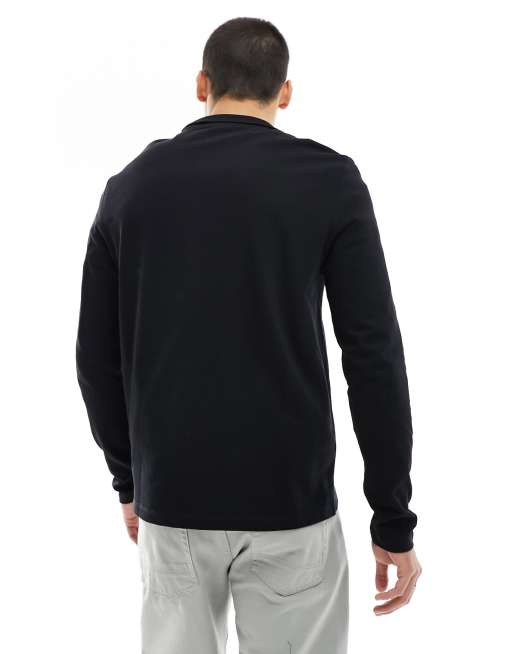 ASOS DESIGN long sleeved half zip funnel neck top with pocket detail in black, 3 of 4
