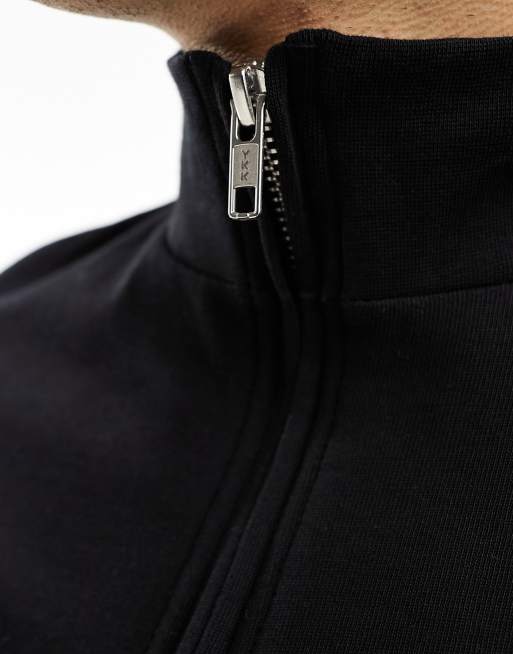 ASOS DESIGN long sleeved half zip funnel neck top with pocket detail in black, 4 of 4