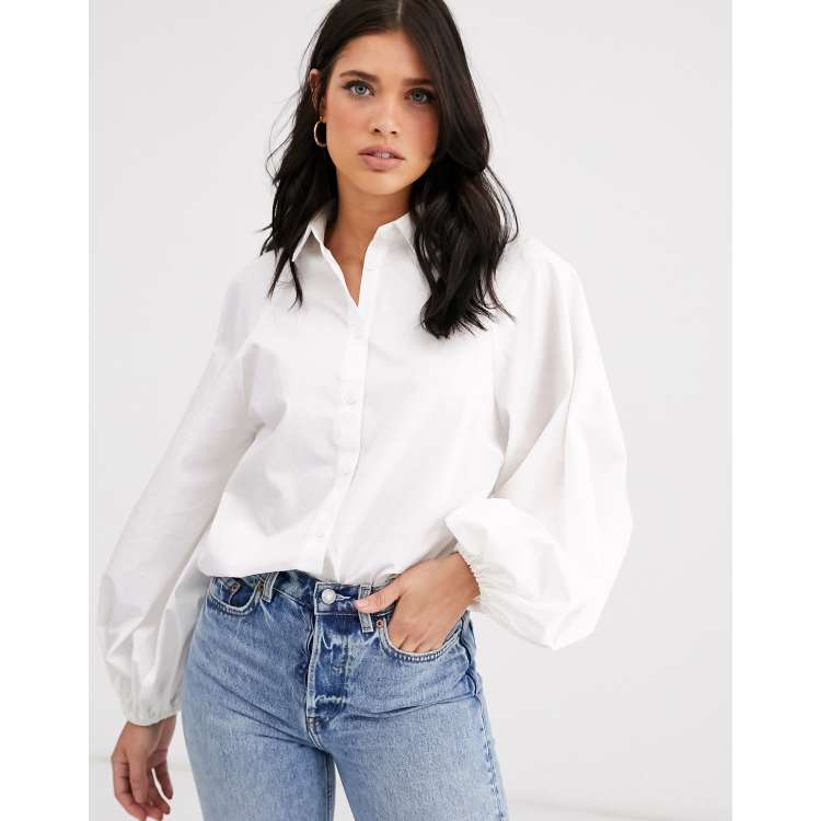 ASOS DESIGN fuller bust 3/4 sleeve shirt in stretch cotton