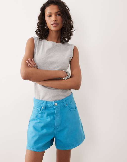ASOS DESIGN longer a line short in bright blue, 3 of 5