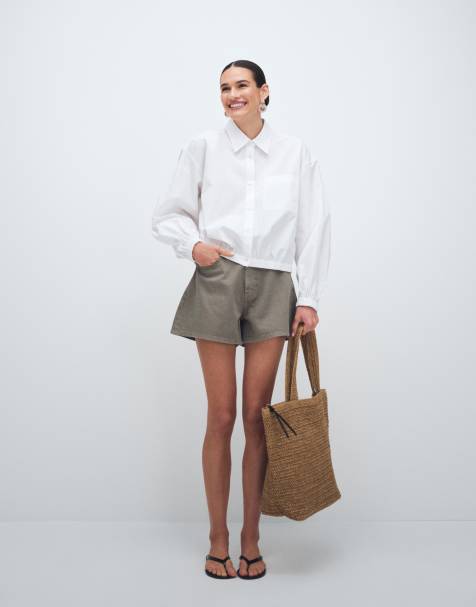 ASOS DESIGN longer a line short in khaki - view 1