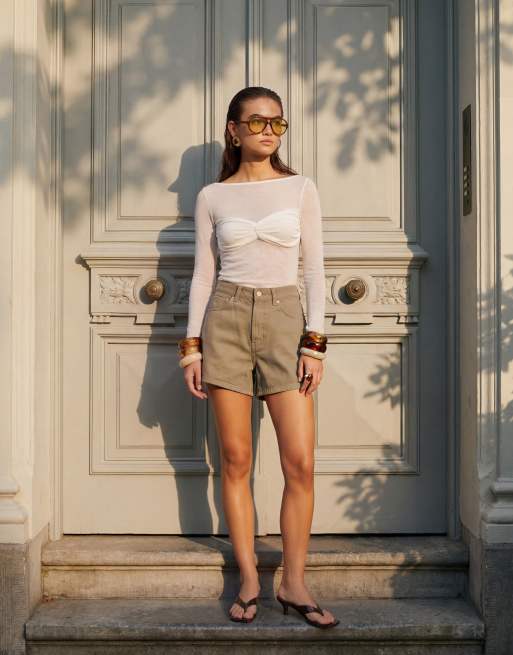 ASOS DESIGN longer a line short in khaki, 11 of 12