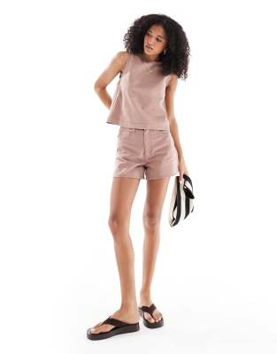 Asos Design Longer A Line Shorts In Pink