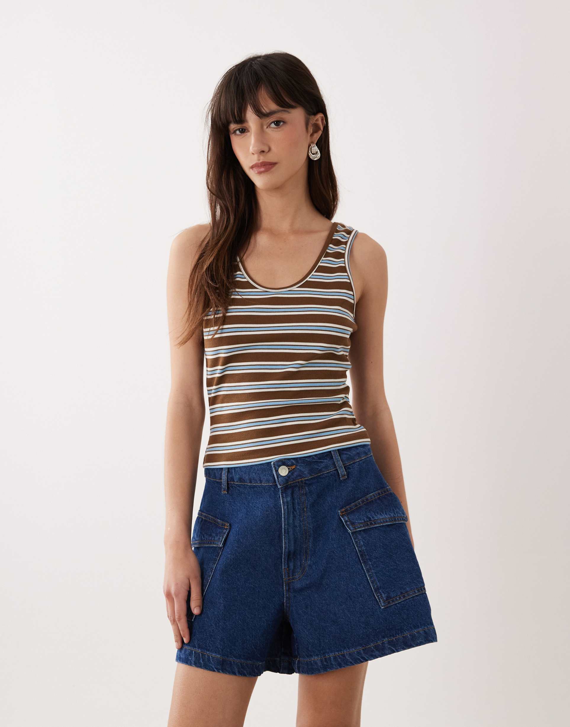 asos design longer a line shorts with utility pocket detail in rich blue