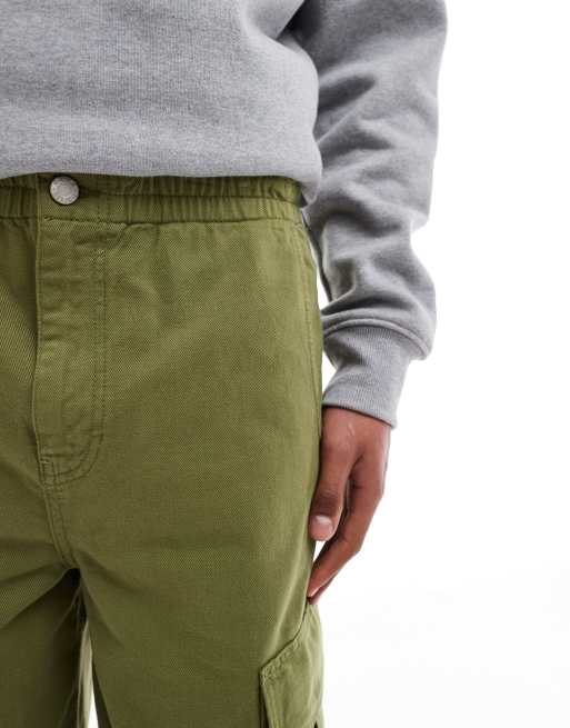 ASOS DESIGN longer length cargo shorts in khaki green, 3 of 5