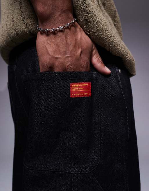ASOS DESIGN longer length carpenter denim jorts in black