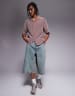 ASOS DESIGN longer length denim jorts in acid wash with pleat details