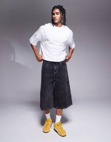 ASOS DESIGN oversized t-shirt with sports graphic in black and white striped crochet