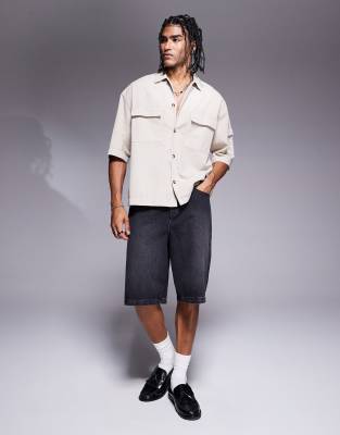 ASOS DESIGN ASOS DESIGN longer length denim jort in washed black